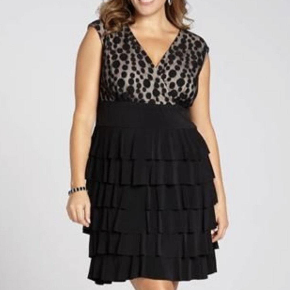 Laura Polka Dot Ruffle Evening/Cocktail Dress